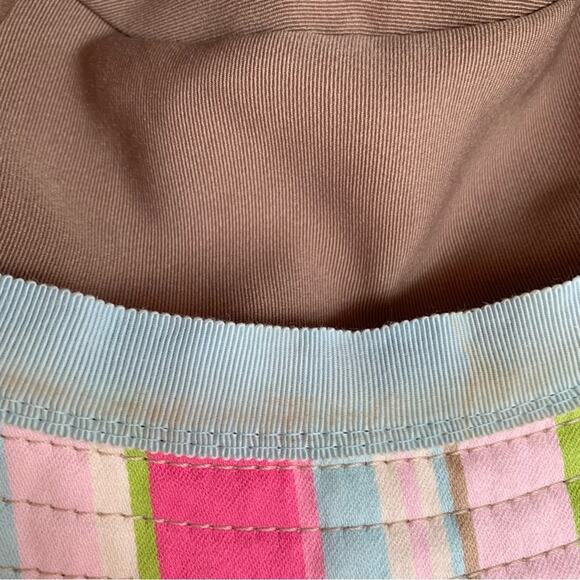 Coach Pastel Stripe Bucket Hat With Thin Leather Hat Band M/L - Picture 8 of 8